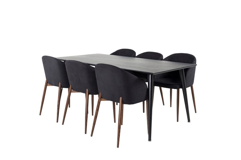 Rektangulär matgrupp Venture Home Svart Svart 6st - Møbler - Bord - Spisegruppe