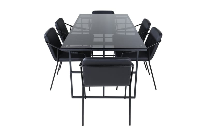 Rektangulär matgrupp Venture Home Svart Svart 6st - Møbler - Bord - Spisegruppe