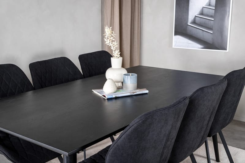 Rektangulär matgrupp Venture Home Svart Svart 6st - Møbler - Bord - Spisegruppe