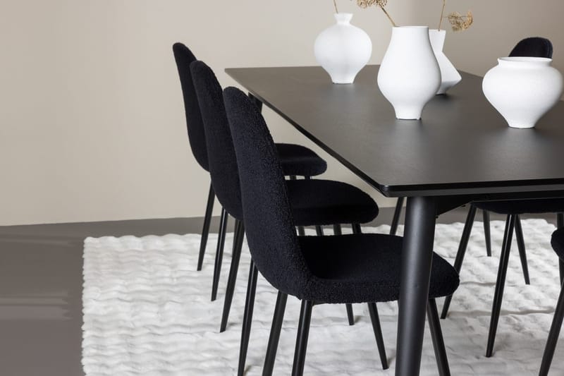 Rektangulär matgrupp Venture Home Svart Svart 6st - Møbler - Bord - Spisegruppe
