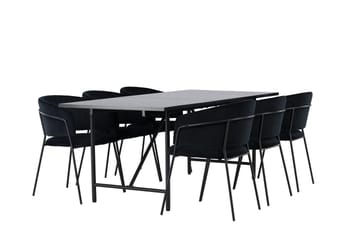Rektangulär matgrupp Venture Home Svart Svart 6st - Møbler - Bord - Spisegruppe