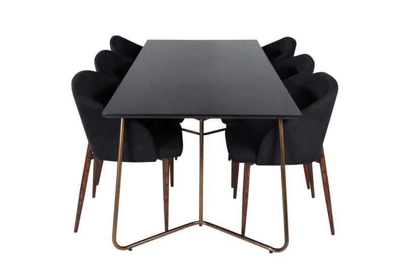 Rektangulär matgrupp Venture Home Svart Svart 6st - Møbler - Bord - Spisegruppe
