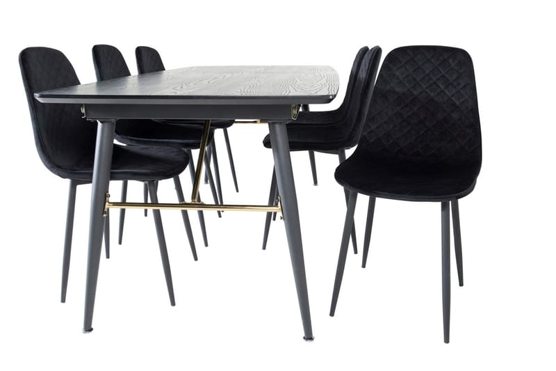 Rektangulär matgrupp Venture Home Svart Svart 6st - Møbler - Bord - Spisegruppe