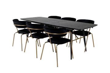 Rektangulär matgrupp Venture Home Svart Svart 6st - Møbler - Bord - Spisegruppe