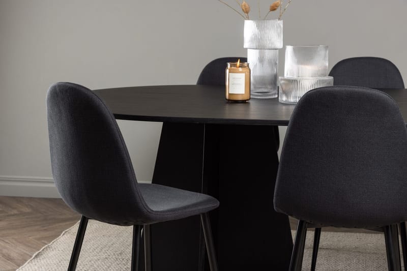 Rektangulär matgrupp Venture Home Svart Svart 6st - Møbler - Bord - Spisegruppe