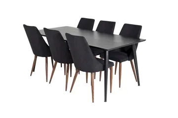 Rektangulär matgrupp Venture Home Svart Svart 6st - Møbler - Bord - Spisegruppe