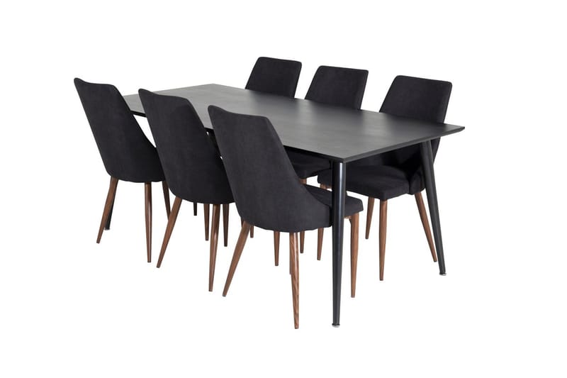 Rektangulär matgrupp Venture Home Svart Svart 6st - Møbler - Bord - Spisegruppe