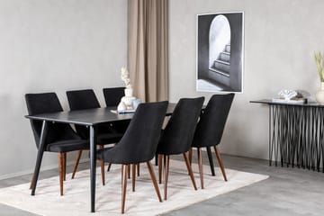 Rektangulär matgrupp Venture Home Svart Svart 6st - Møbler - Bord - Spisegruppe