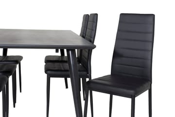 Rektangulär matgrupp Venture Home Svart Svart 6st - Møbler - Bord - Spisegruppe