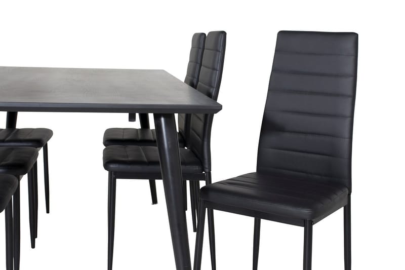 Rektangulär matgrupp Venture Home Svart Svart 6st - Møbler - Bord - Spisegruppe