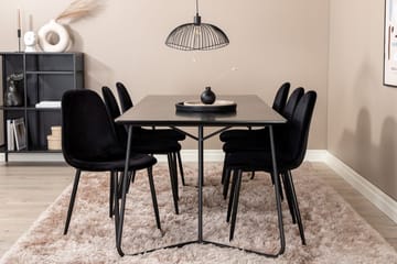 Rektangulär matgrupp Venture Home Svart Svart 6st - Møbler - Bord - Spisegruppe