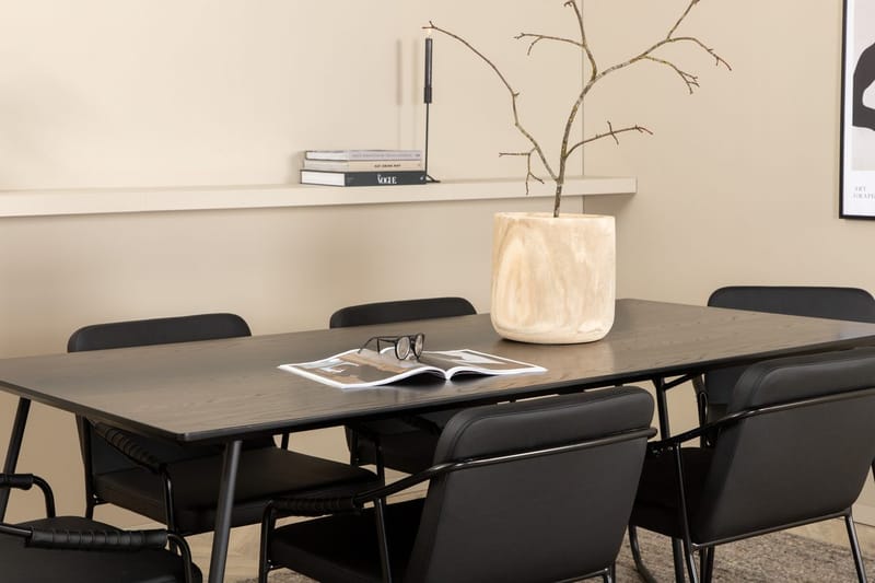 Rektangulär matgrupp Venture Home Svart Svart 6st - Møbler - Bord - Spisegruppe