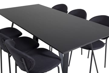 Rektangulär matgrupp Venture Home Svart Svart 6st - Møbler - Bord - Spisegruppe