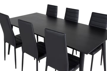 Rektangulär matgrupp Venture Home Svart Svart 6st - Møbler - Bord - Spisegruppe