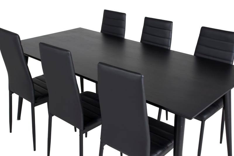Rektangulär matgrupp Venture Home Svart Svart 6st - Møbler - Bord - Spisegruppe