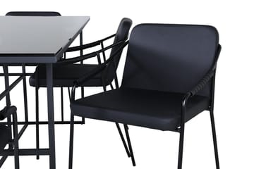 Rektangulär matgrupp Venture Home Svart Svart 6st - Møbler - Bord - Spisegruppe
