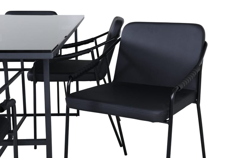 Rektangulär matgrupp Venture Home Svart Svart 6st - Møbler - Bord - Spisegruppe