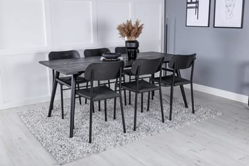 Rektangulär matgrupp Venture Home Svart Svart 6st - Møbler - Bord - Spisegruppe