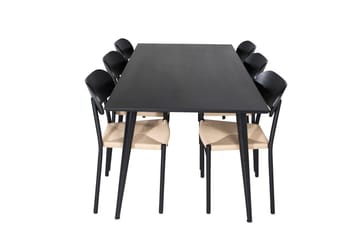 Rektangulär matgrupp Venture Home Svart Svart 6st - Møbler - Bord - Spisegruppe
