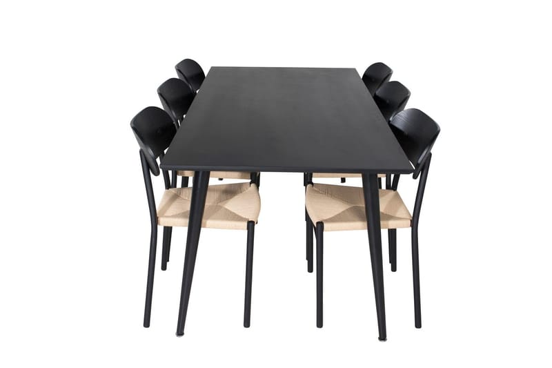 Rektangulär matgrupp Venture Home Svart Svart 6st - Møbler - Bord - Spisegruppe