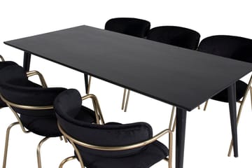 Rektangulär matgrupp Venture Home Svart Svart Mässing - Møbler - Bord - Spisegruppe