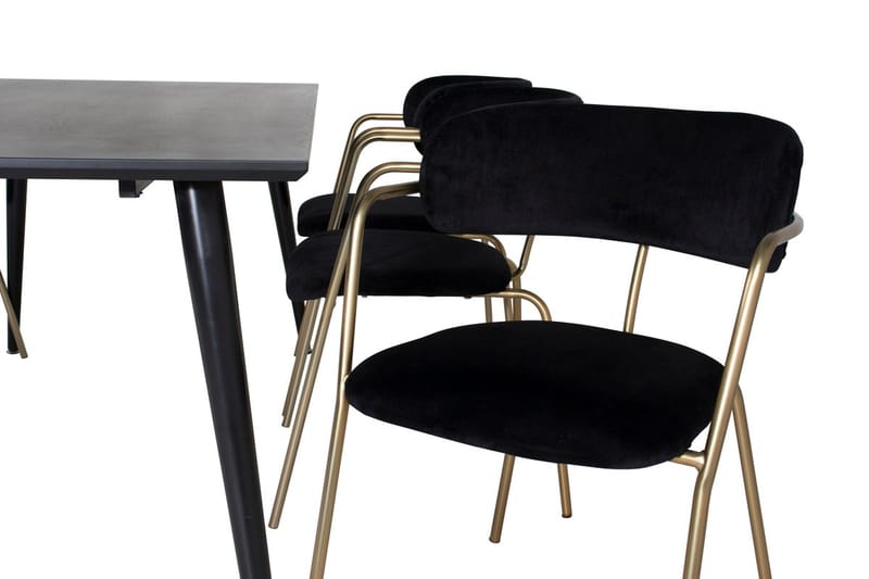 Rektangulär matgrupp Venture Home Svart Svart Mässing - Møbler - Bord - Spisegruppe