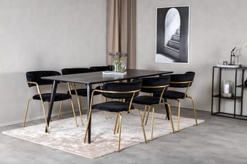 Rektangulär matgrupp Venture Home Svart Svart Mässing - Møbler - Bord - Spisegruppe