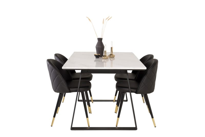 Rektangulär matgrupp Venture Home Svart Svart - Møbler - Bord - Spisegruppe