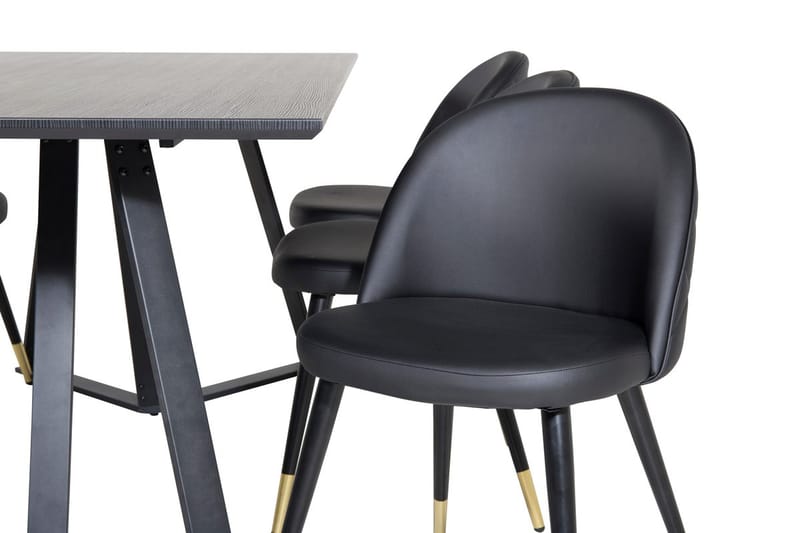 Rektangulär matgrupp Venture Home Svart Svart - Møbler - Bord - Spisegruppe