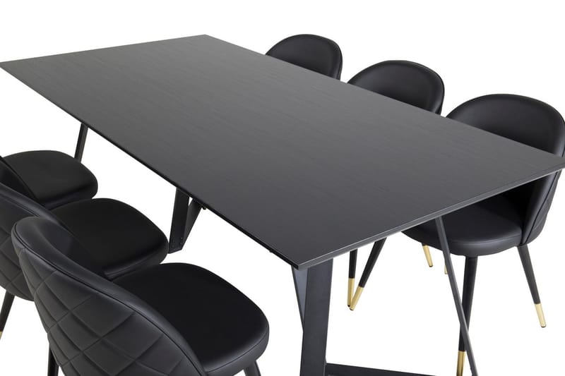 Rektangulär matgrupp Venture Home Svart Svart - Møbler - Bord - Spisegruppe