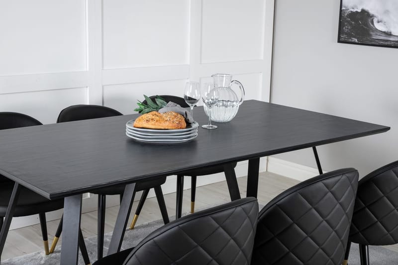 Rektangulär matgrupp Venture Home Svart Svart - Møbler - Bord - Spisegruppe