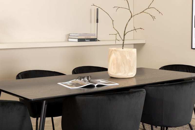 Rektangulär matgrupp Venture Home Svart Svart - Møbler - Bord - Spisegruppe