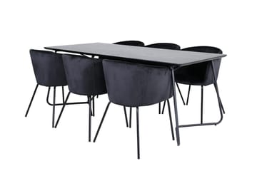 Rektangulär matgrupp Venture Home Svart Svart - Møbler - Bord - Spisegruppe