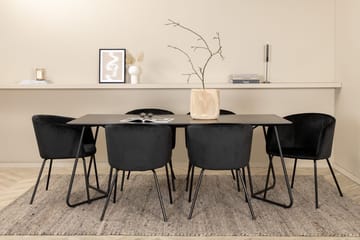 Rektangulär matgrupp Venture Home Svart Svart - Møbler - Bord - Spisegruppe