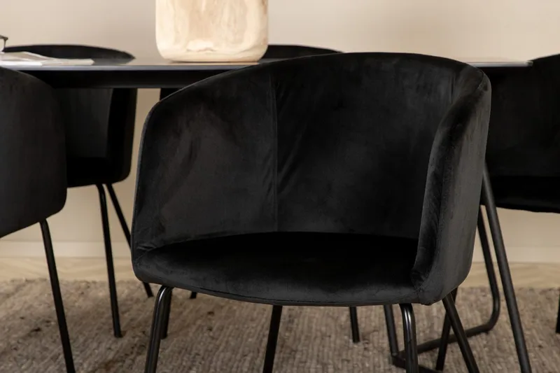 Rektangulär matgrupp Venture Home Svart Svart - Møbler - Bord - Spisegruppe