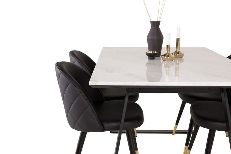 Rektangulär matgrupp Venture Home Svart Svart - Møbler - Bord - Spisegruppe