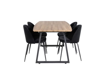 Rektangulär matgrupp Venture Home Svart Valnöt 4st - Møbler - Bord - Spisegruppe