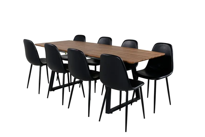 Rektangulär matgrupp Venture Home Svart Valnöt 8st - Møbler - Bord - Spisegruppe