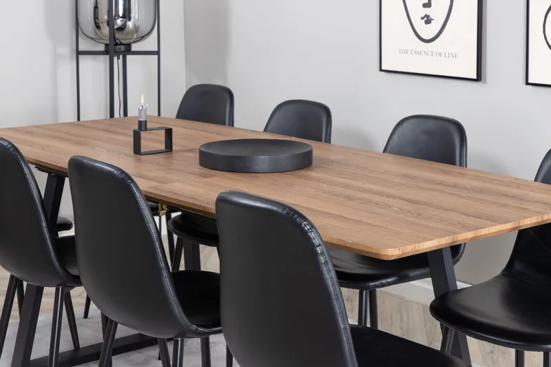 Rektangulär matgrupp Venture Home Svart Valnöt 8st - Møbler - Bord - Spisegruppe