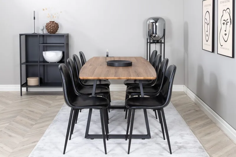 Rektangulär matgrupp Venture Home Svart Valnöt 8st - Møbler - Bord - Spisegruppe