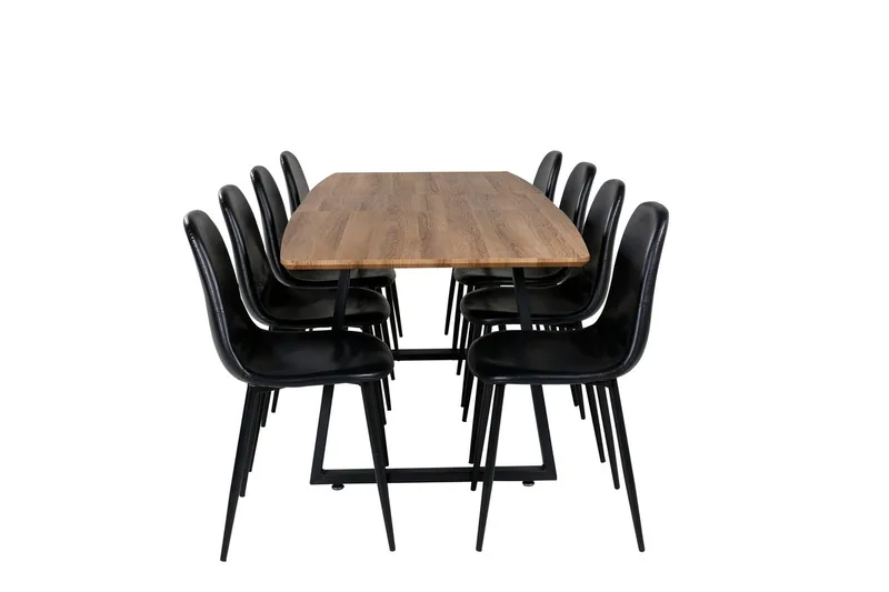 Rektangulär matgrupp Venture Home Svart Valnöt 8st - Møbler - Bord - Spisegruppe