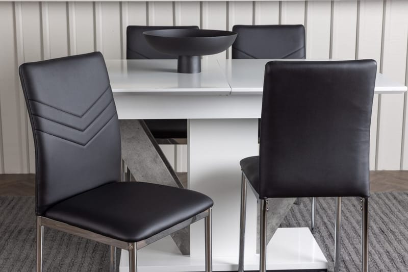 Rektangulär matgrupp Venture Home Svart Vit 4st - Møbler - Bord - Spisegruppe