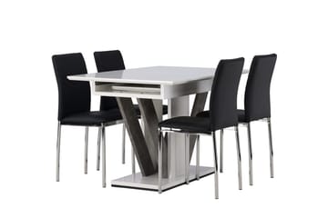 Rektangulär matgrupp Venture Home Svart Vit 4st - Møbler - Bord - Spisegruppe