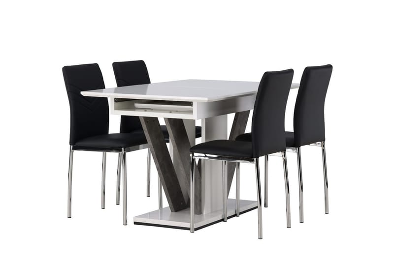 Rektangulär matgrupp Venture Home Svart Vit 4st - Møbler - Bord - Spisegruppe