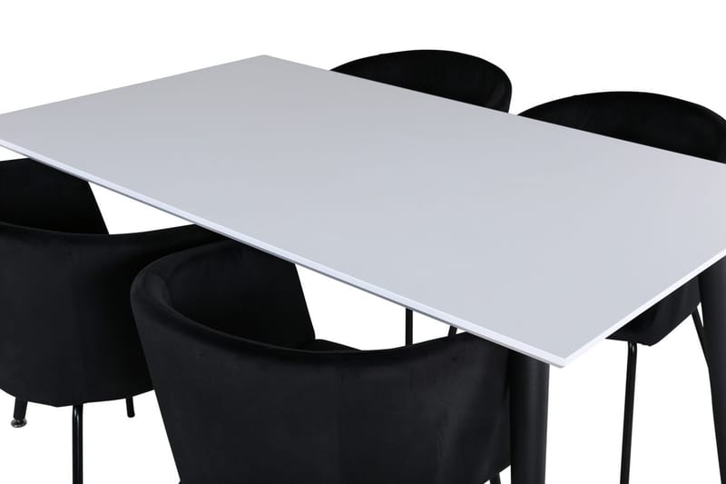 Rektangulär matgrupp Venture Home Svart Vit 4st - Møbler - Bord - Spisegruppe