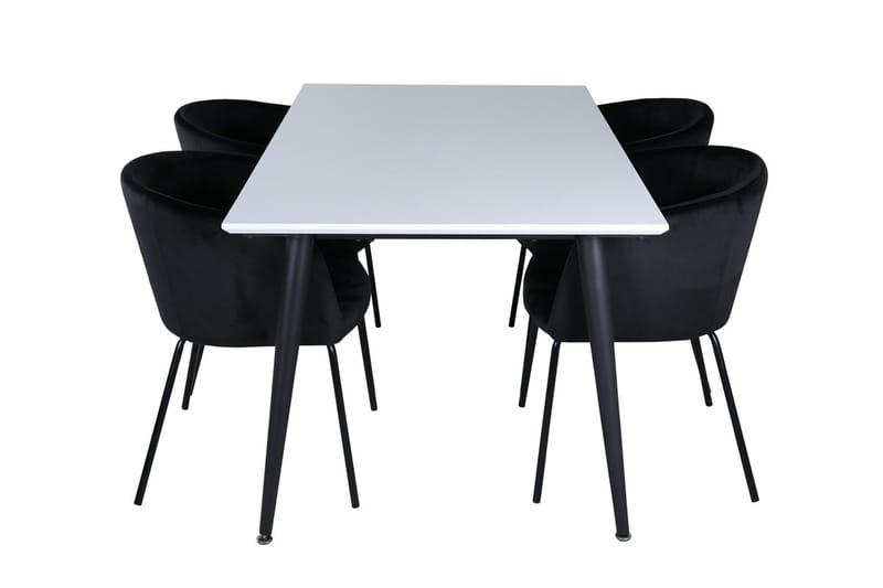Rektangulär matgrupp Venture Home Svart Vit 4st - Møbler - Bord - Spisegruppe