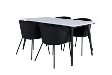 Rektangulär matgrupp Venture Home Svart Vit 4st - Møbler - Bord - Spisegruppe