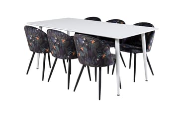 Rektangulär matgrupp Venture Home Svart Vit 6st - Møbler - Bord - Spisegruppe