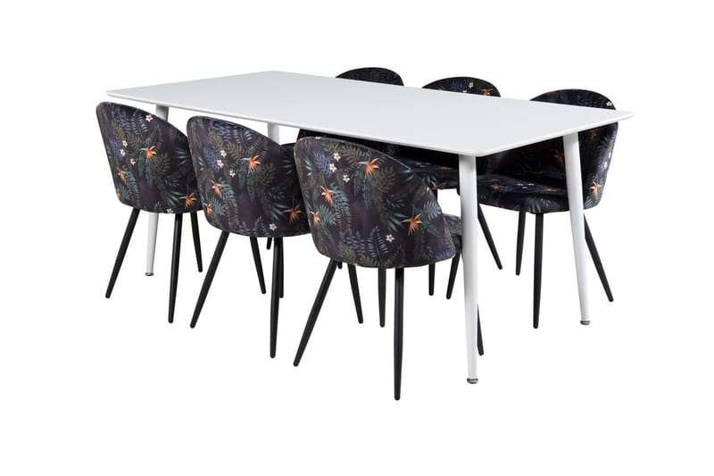 Rektangulär matgrupp Venture Home Svart Vit 6st - Møbler - Bord - Spisegruppe