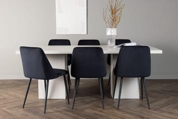 Rektangulär matgrupp Venture Home Svart Vit 6st - Møbler - Bord - Spisegruppe